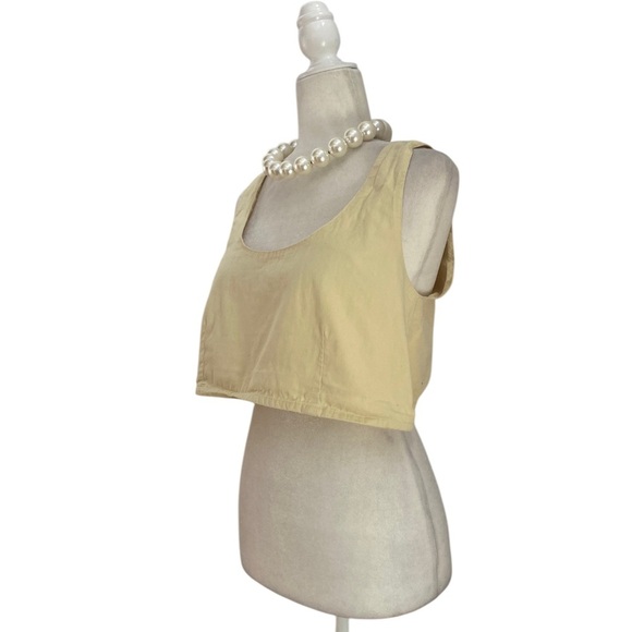 With Jean Butter Yellow Scoop Neck Crop Top Sleeveless Summer Essential - Picture 3 of 8